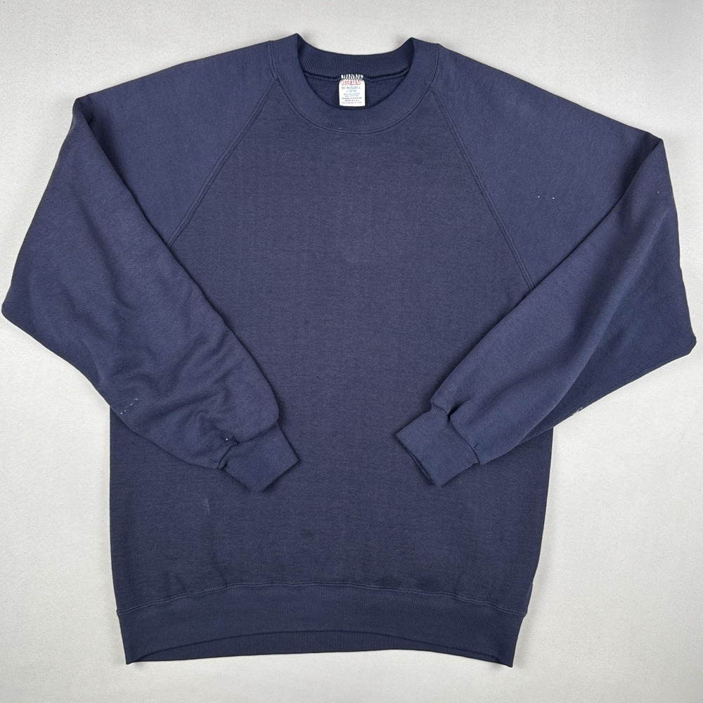 Vintage 90s Jerzees By Russell Blank Navy Crewneck Sweatshirt USA Made Large